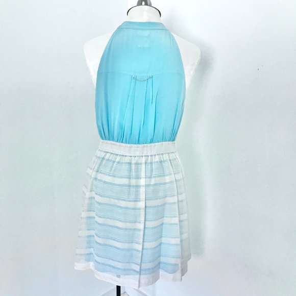 Anthropologie 8 Silk Alice in Wonderland Dress July 4th White Blue - Picture 7 of 11